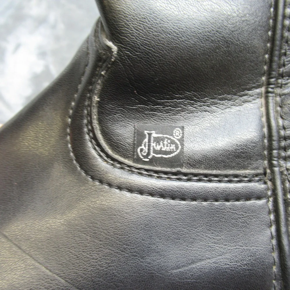 Justin Basics Mens Boots 7.5 D Black Leather‎ Cowboy Western Temple Roper